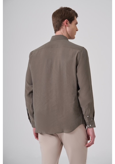 Morven Erkek Haki Dynamic Fit Düğmeli Yaka Gömlek Modal 26ms004019710 Haki
