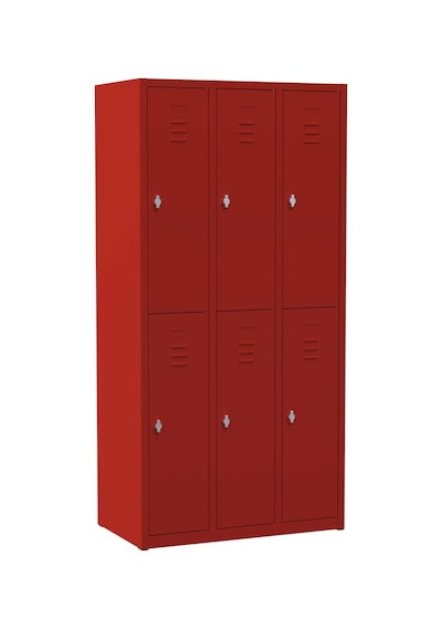 Metal Soyunma Dolabı 6 Kişilik İşçi Soyunma Dolabı 99x32x185 Kırmızı / Kırmızı