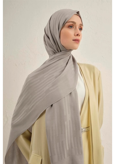 Armine Lyocell Viscon Stripes Desenli Şal 2 Gri