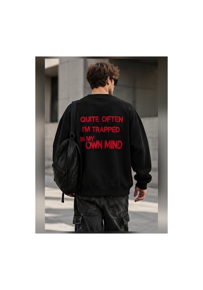 Velora Grup Unisex Yıldız Desenli Oversize Bisiklet Yaka Triko Şık Kazak Siyah - 938183299 Siyah