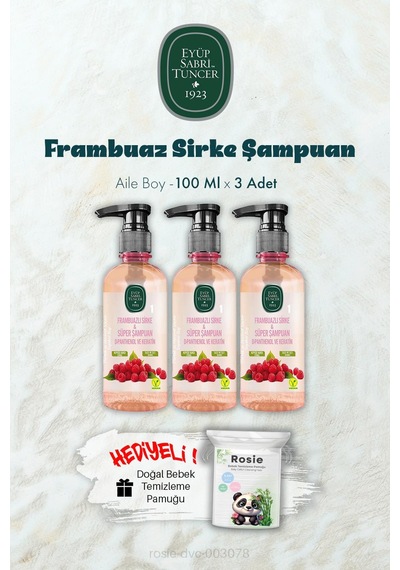 Eyüp Sabri Tuncer 100 Ml Frambuaz Sirke Şampuan X 3 Ve Rosıe Hediyeli Tüm Saçlar