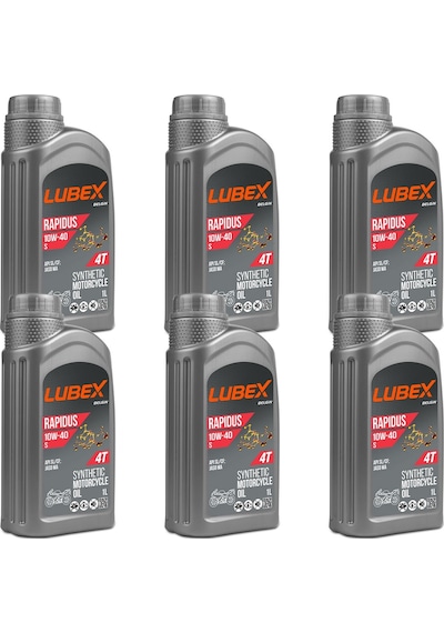 Lubex Rapidus S 10W-40 1 L 4 Zamanlı Motosiklet Yağı (6 Adet)