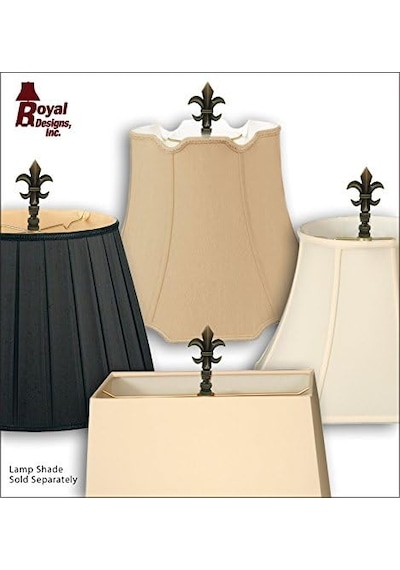Royal Designs Fleur De Lis 8,25 Cm Abajur Ucu Abajur, Antik Pirinç Açık Ahşap