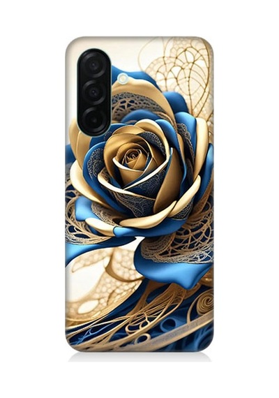 Samsung Galaxy A26 Uyumlu Telkari Sanatta Mavi Gül Desenli Silikon Kılıf Çok Renkli