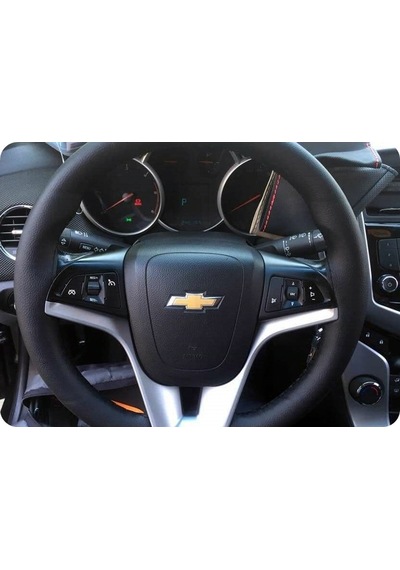Dikişli Deri Direksiyon Kılıfı Damarlı Siyah Deri Siyah Dikişli Chevrolet Cruze İçin