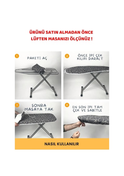 Beylini Ütü Masası Kılıfı Örtüsü Bezi, Keçeli Süngerli Lastikli Y