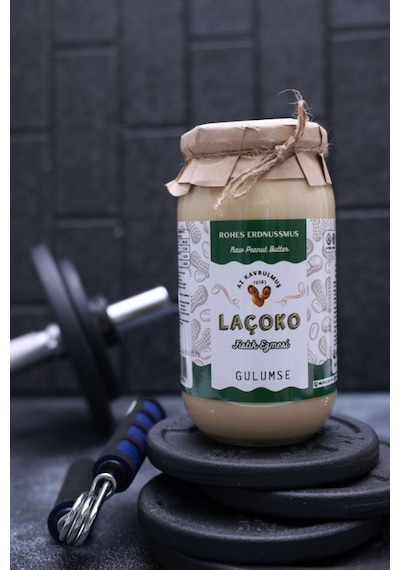 Laçoko Kişiye Özel Şekersiz Saf Katkısız Fıstık Ezmesi Glutensiz Vegan Doğal Az Kavrulmuş Çiğ Yer Fıstığı Ezmesi 2 x 1 KG