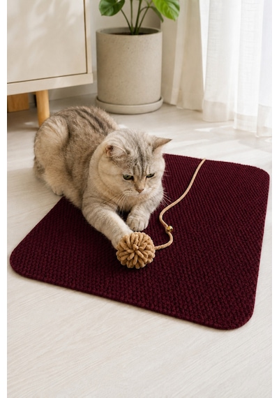 Kedi Tırmalama Paspası Çıngıraklı Toplu Oyun Halısı Kedi Yatma Dinlenme Alanı Tırmalama Matı Ev İçi Kedi Oyuncağı