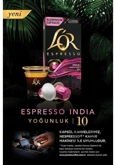 L'or Espresso Origin India Nespresso Uyumlu Alüminyum Kapsül Kahve 3 x 10'lu