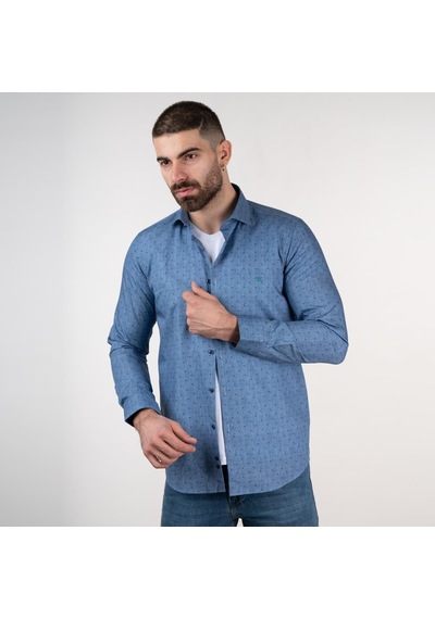 Ecer Slimfit Erkek Desenli Kot Gömlek