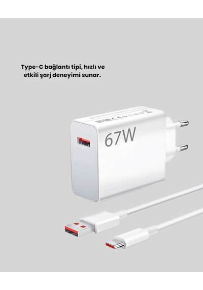 67 Watt Type C Hızlı Şarj Başlık Black Shark Uyumlu Yeni Nesil
