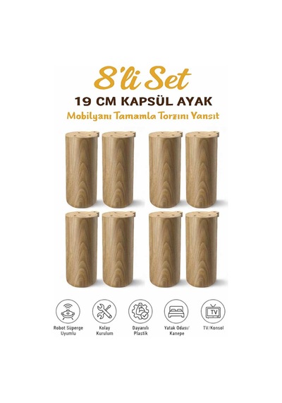 Kapsül Bohem 15 Cm Mobilya Kanepe Sehpa Tv Ünitesi Koltuk Ve Konsol Ayağı Açık Kubik