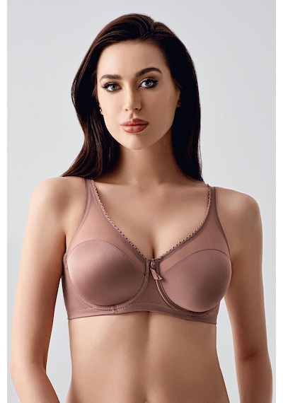 New Bra Kadın C Kap Balenli Tül Detaylı Toparlayıcı Sütyen Vizon 2304 Vizon