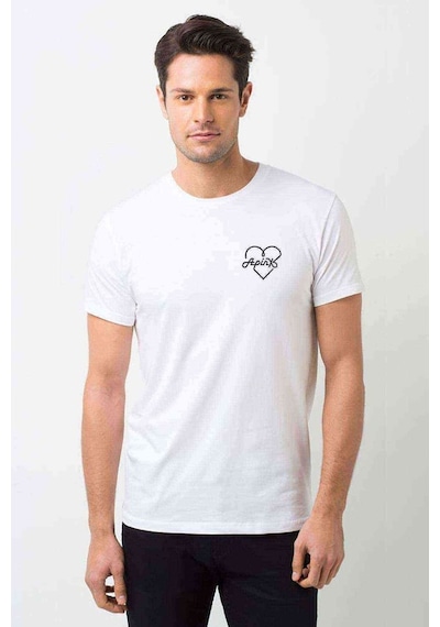 Apinx Logosu K Pop Korece Idol Baskılı Beyaz Erkek Tshirt (529002820)
