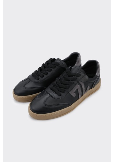 Derinet Hakiki Deri Comfort Taban Kadın Sneaker Siyah Siyah