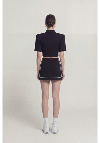 Holly Lolly Vatkalı Polo Yaka Carolyn T-shirt Siyah