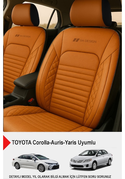 İstanbul Serisi Deri Oto Koltuk Kılıfı Toyota Corolla-auris-yaris Uyumlu Taba