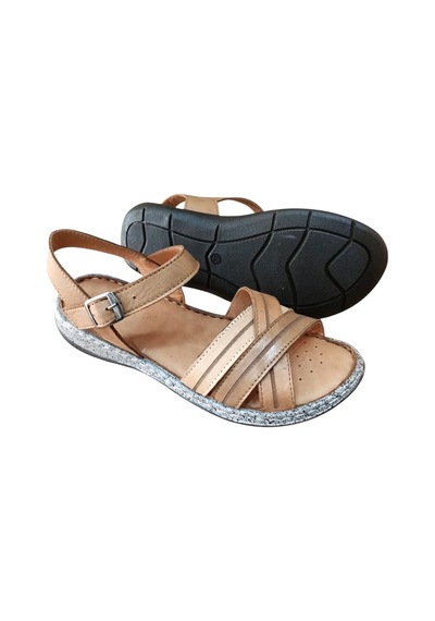 Castle Black 22382 Kadın Hakiki Deri Comfort Sandalet Taba Siyah
