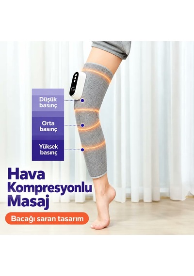 Teknokalite Isıtmalı Hava Kompresyonlu Bacak Masaj Aleti Gri, Tekli