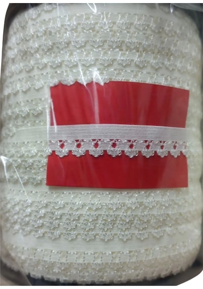 Çamaşır Lastiği Dantelli 1 Cm 75 Metre 1 Top Kırık Beyaz