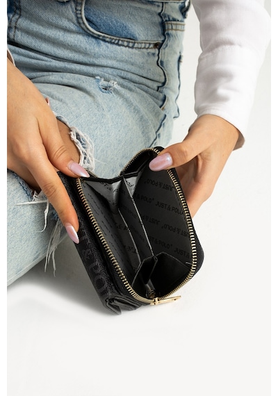 Just Polo Kadın Bol Kartlıklı Kağıt Para Bölmeli Cüzdan 12cmx10cm Pbu02 Siyah