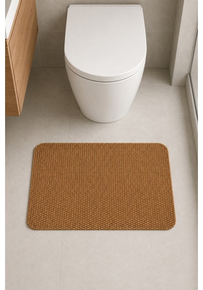 Yıkanabilir Banyo Paspası Kaymaz Taban Su Emici Duş Önü Lavabo Önü Tuvalet Önü Banyo Halısı 40x60 Cm Kahverengi