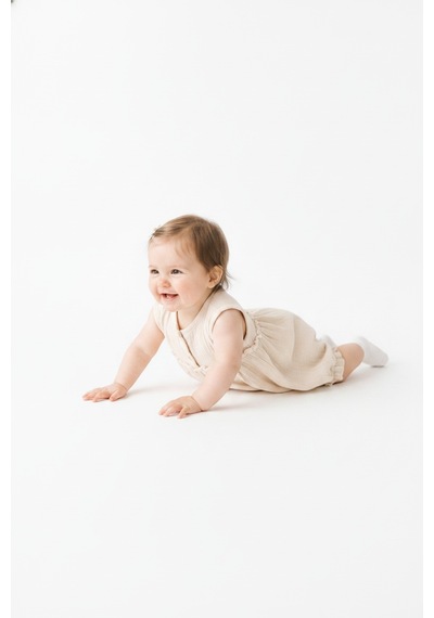 Tiffany Baby & Kids Müslin Glow Tasarımlı Fırfırlı Atlet Tulum Bej