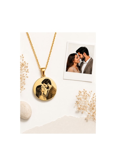 Kişiye Özel Pet Portreli Gold Ve Gümüş Kolye Resimli Hediyelik Altın