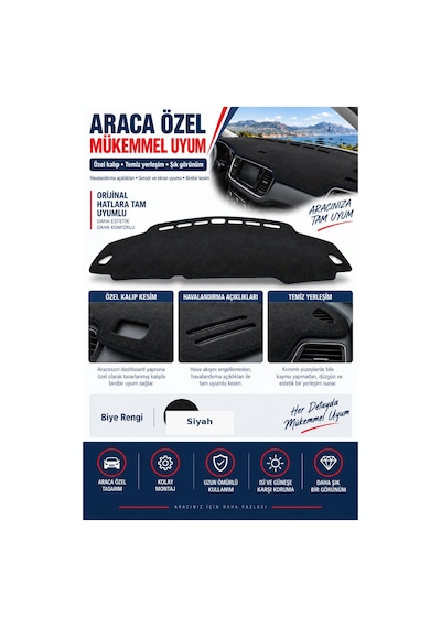 Trobus Volvo S60 2011-2017 3d Torpido Koruma Kılıfı - Siyah Biye