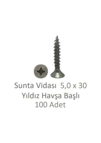 Sunta Vidası, 5,0 X 30 Mm, 100 Adet, Yhb Vida 5 x 30