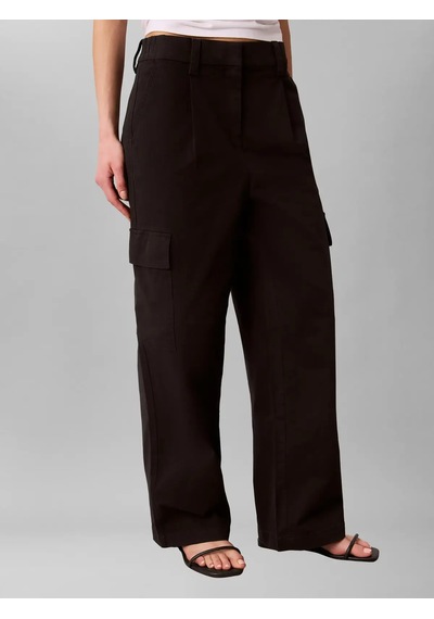 Calvin Klein Cotton Ewaıst Cargo, Ub1, Xxs Siyah Kadın Pantolon