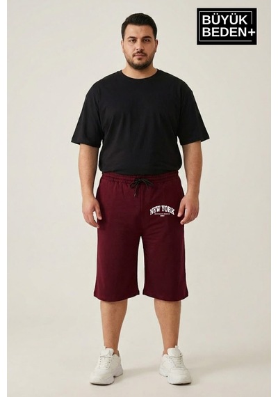 Süperlife Büyük Beden Erkek Şort New York Baskılı Rahat Kalıp 3xl-6xl Spr26bsr591-05 Bordo Süperlife Büyük Beden Erkek Şort New York Baskılı Rahat Kalıp 3xl-6xl Spr26bsr591-05 Bordo