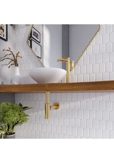 Suera Moon Ayarlanabilir Lavabo Sifonu + Elixir Pop-up Set Altın - Taşma Delikli