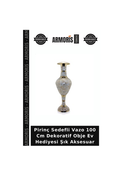 Pirinç Sedefli Vazo 100 Cm Dekoratif Obje Ev Hediyesi Şık Aksesuar Çok Renkli
