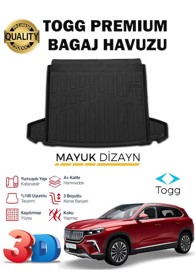 Togg T10 2023-2024-2025 Model Araca Özel 3d Kulaklı Bagaj Havuzu
