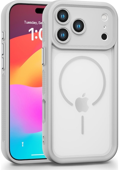Apple Uyumlu iPhone 17 Pro  Kamera Korumalı Magsafe Wireless Şarj Özellikli Mat Silikon Gri Renkli Silikon Telefon Kılıfı