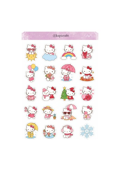 6 Sayfa Hello Kitty Sticker Seti Hello Kitty Temalı Ajanda Scrapbook Journal 0