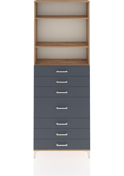 Arges Dolap 3 Raflı 7 Çekmeceli 88x30x243 Çam-antrasit Atlas Çam