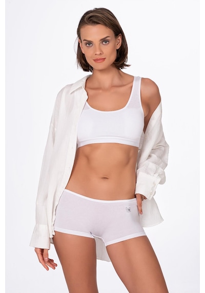 Kadın Modal Boxer Şort Beyaz Kompedan K23920 Beyaz