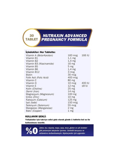 Pregnancy Formula Hamilelik Ve Emzirme Dönemine Özel Multivitamin 21 Vitamin Ve Mineral 30 Tablet Vegetarian