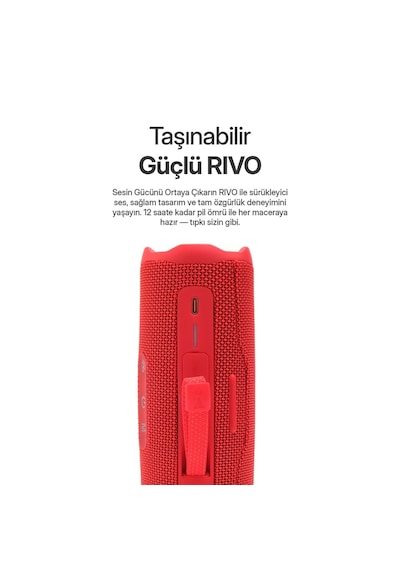 Powerway Rivo Kırmızı Taşınabilir Bluetooth Kablosuz Hoparlör 12 Saat Oynatma Çoklu Bağlantı