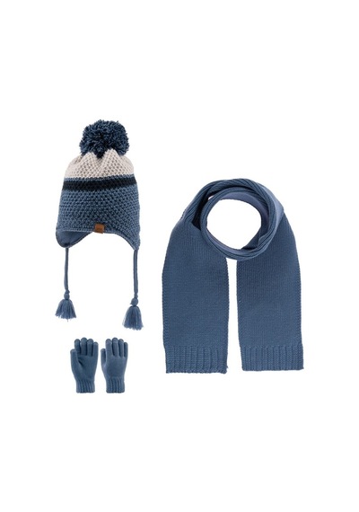 Kitikate Kitti Atkı Bere Eldiven (4-8 Yaş) K22170-12 Mavi Denim