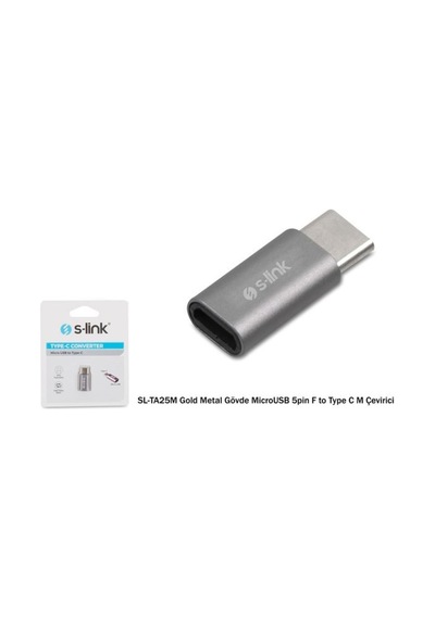 S-Link Sl-Ta25M Gümüş Metal Gövde Microusb 5Pin F To Type C M Çev