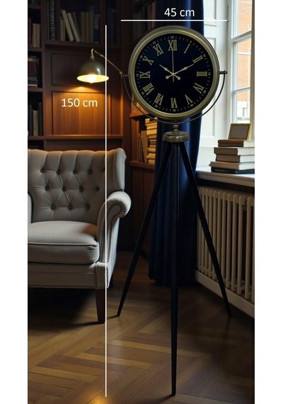 Vintage Roma Rakamlı Modern Tripod Ayaklı Saat Eskitme