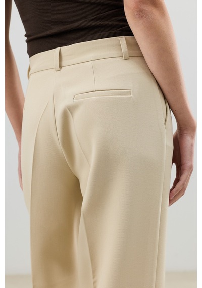 Antioch Relax Fit Pilili Kadın Pantolon Taş