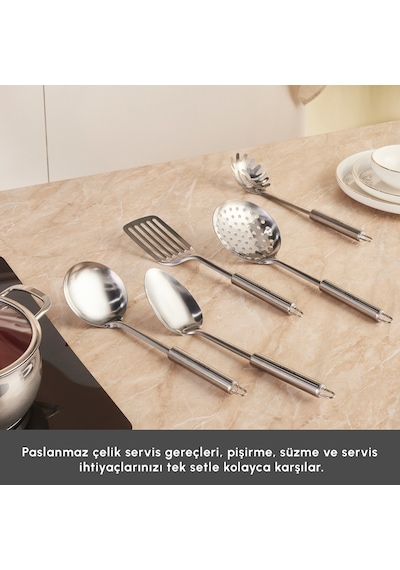 Emsan Karıştır-pişir-sakla 18 Parça Karıştırma Kabı Ve Servis Gereçli Çelik Tencere Seti Gümüş