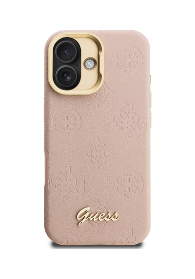 Apple Uyumlu iPhone 16 Kılıf Guess Lisanslı M-safe Şarj Özellikli Kamera Standlı Pu Deri Peony Kapak Pembe
