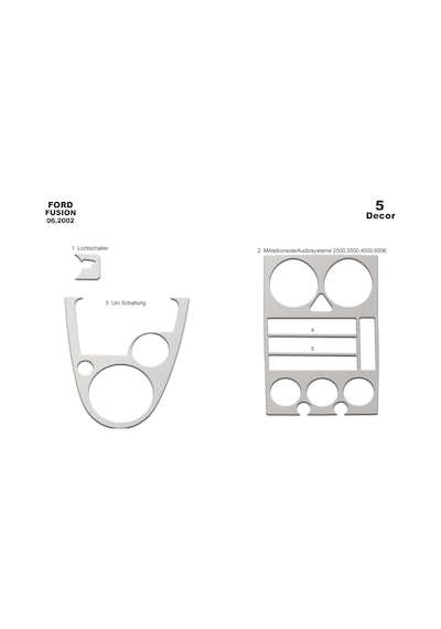 Ford Fusion Torpido Kaplama 2002-2005 5 Parça Alüminyum