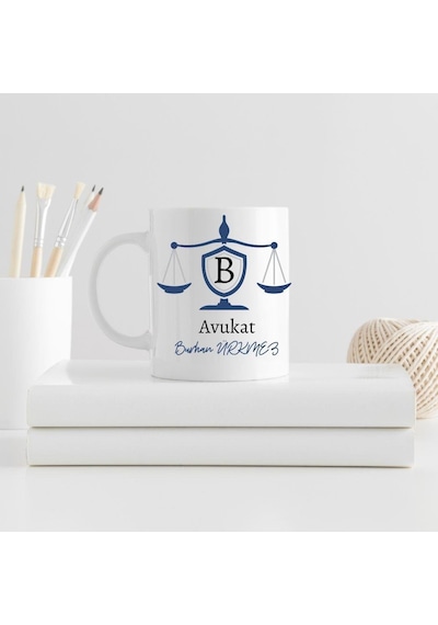 Avukatlara Özel Ofis Konsept Hediye Paketi - Adalet Terazisi Cam Saat Ve Kupa