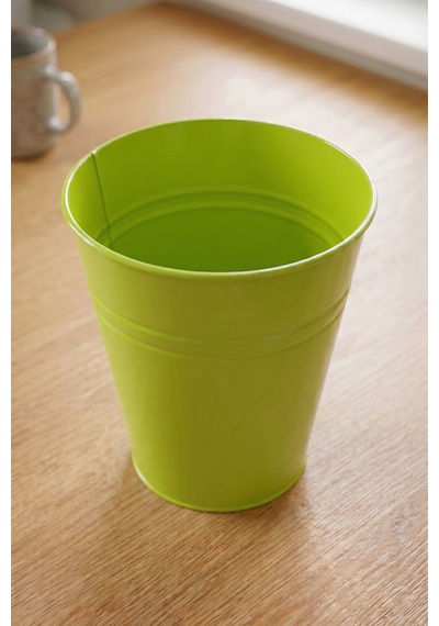 Konik Metal Saksı & Vazo - 25 Cm Dekoratif Çok Amaçlı Renkli Çiçeklik 25x23/15 Cm Yeşil